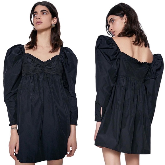 Zara Dresses & Skirts - ZARA | Embroidered Mini Black Dress
